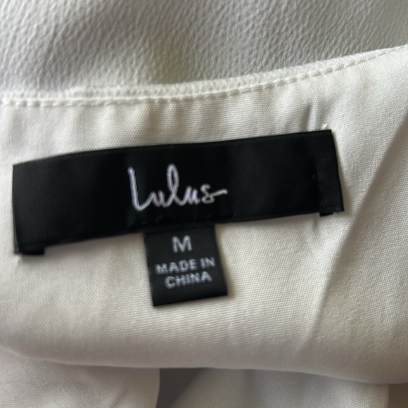 Lulu's Lovely As Can Be White Satin Surplice Jumpsuit Excellent Size M - Picture 5 of 9